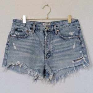 AGOLDE Parker Vintage Cut Off Denim Shorts Women 30 Light Wash High Rise